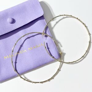 Melinda Maria Big Ass Hoops Earrings 4 inch Gemstone 18K Gold Plated Timeless